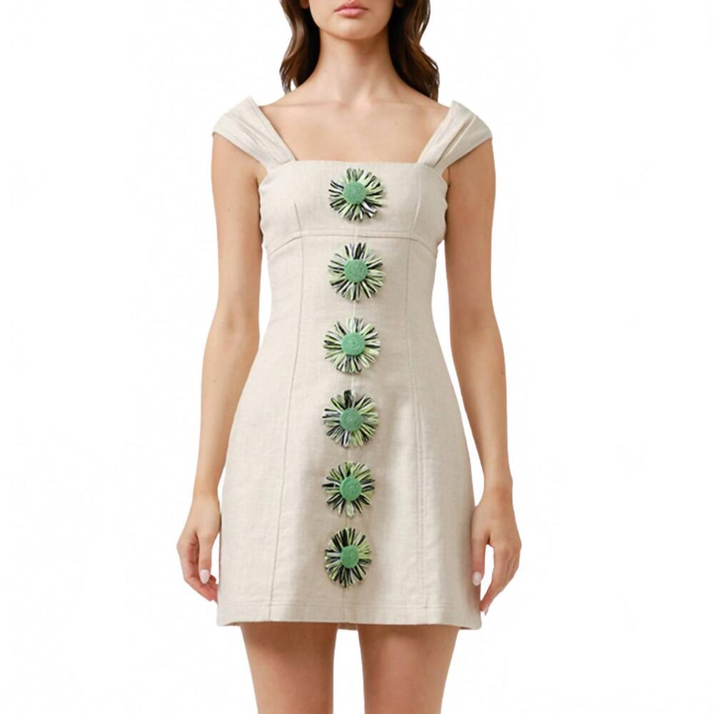 NEW MAUDE CLUB lennon mini dress in burlap